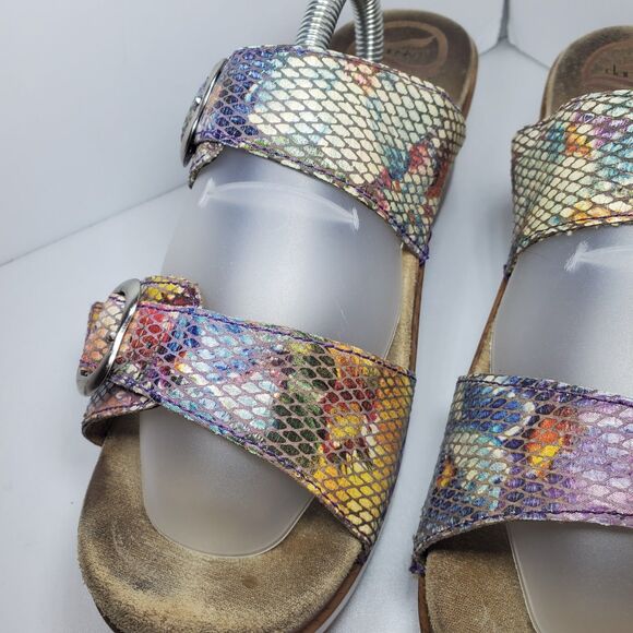 Dansko Sophie 9 EU40 Colorful Slip On Sandals Mosaic Snakeskin Embossed Leather - Picture 5 of 11